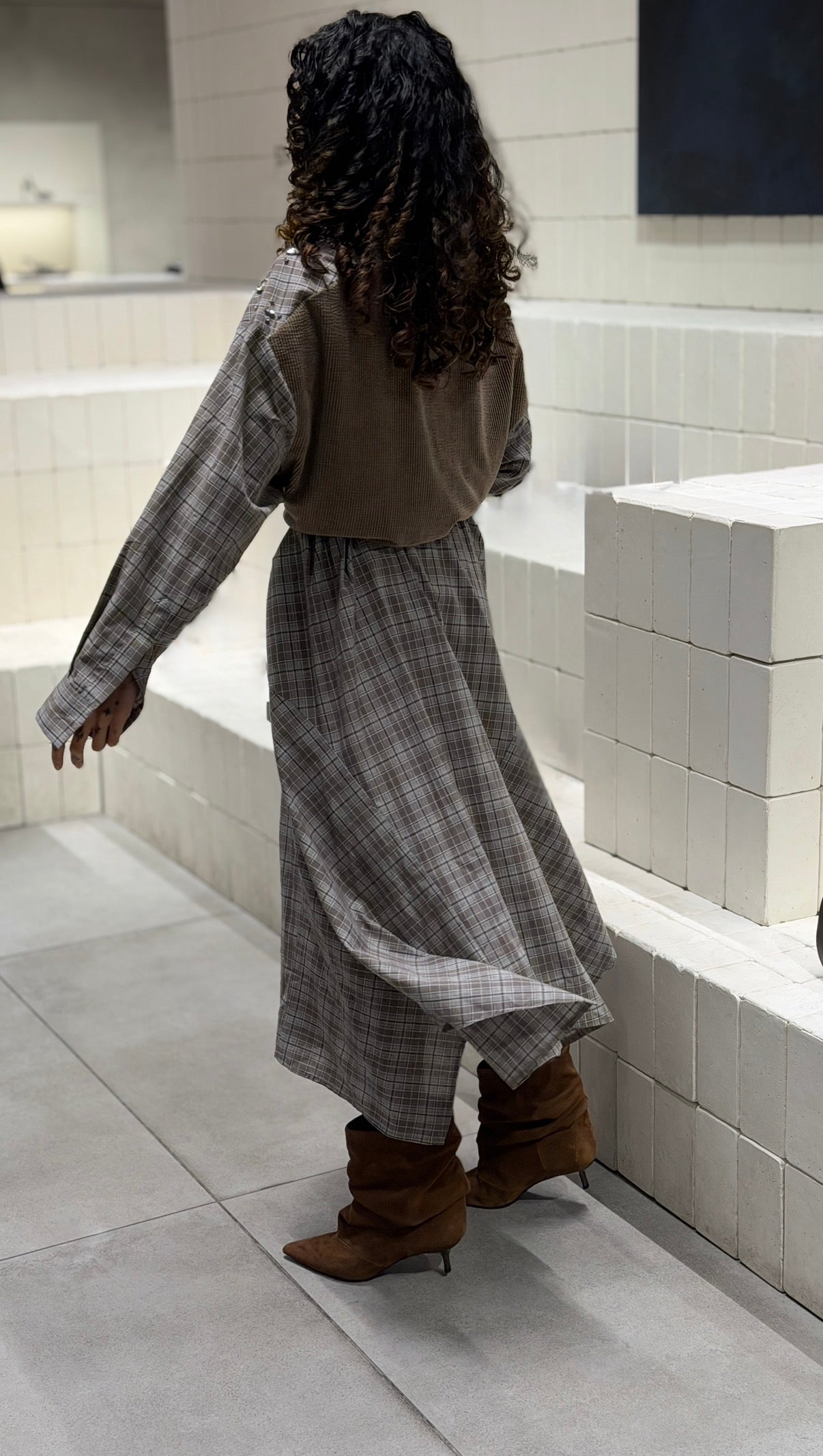 Corduroy Checked Dress