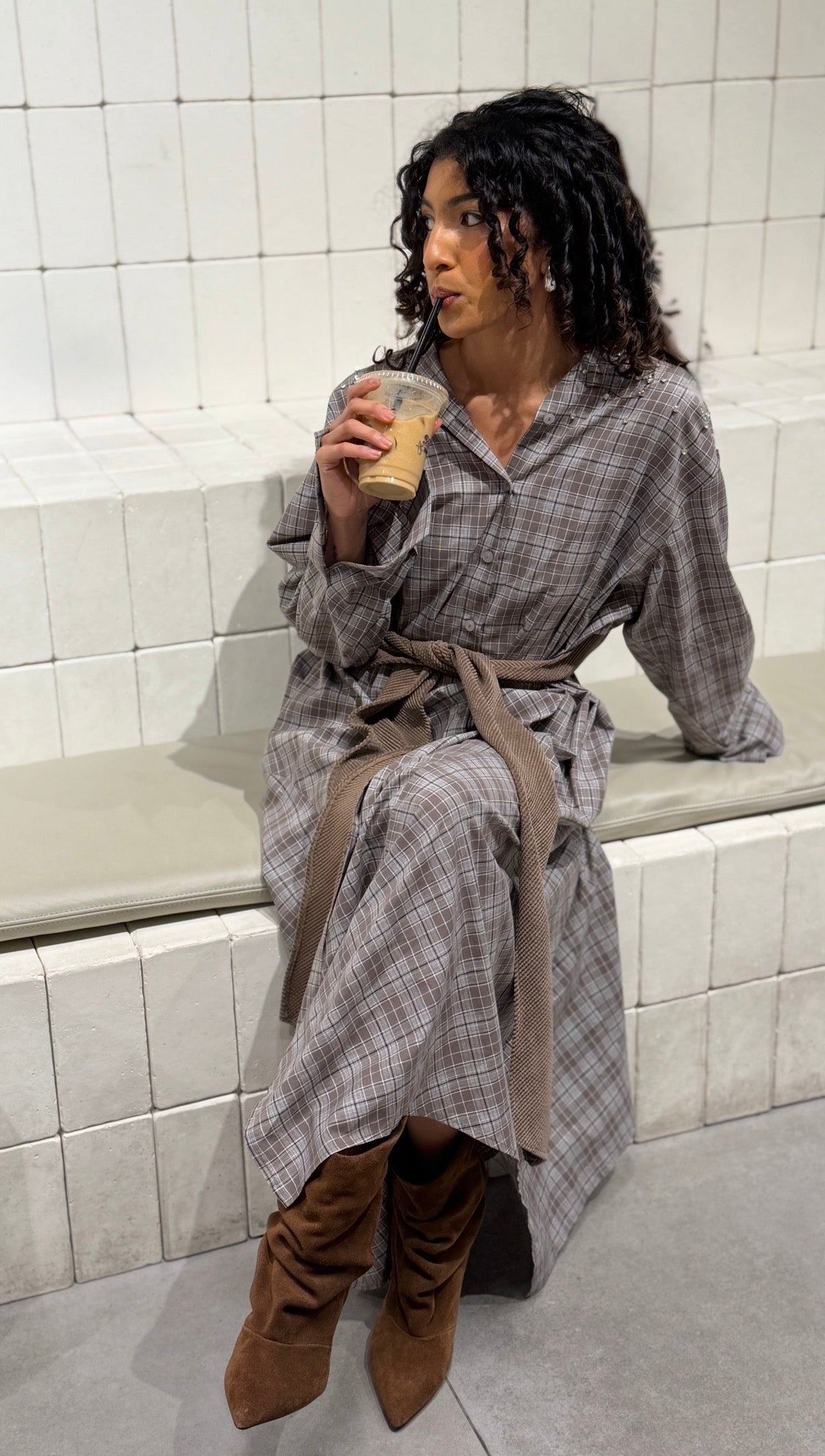 Corduroy Checked Dress